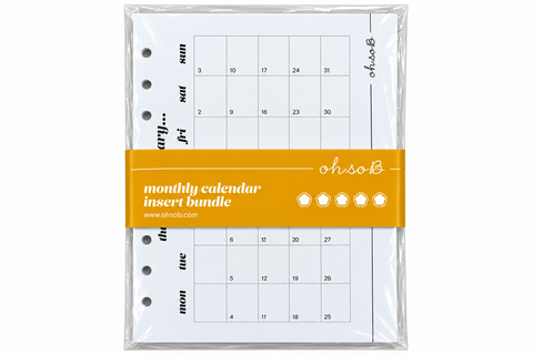 Oh So B Organiser - Monthly Calendar inserts