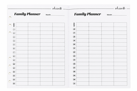 Oh So B Organiser - Family Planner inserts
