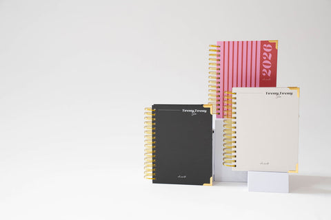 2026 Gold Spiral Hardback Planner - Noir