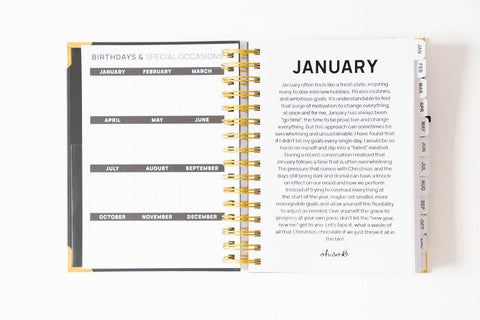 2026 Gold Spiral Hardback Planner - Noir