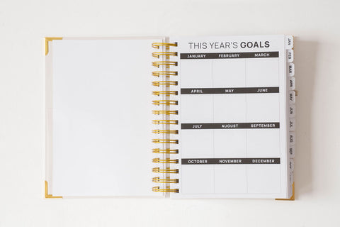 2026 Gold Spiral Hardback Planner - Milky