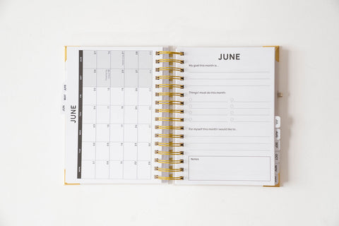 2026 Gold Spiral Hardback Planner - Milky