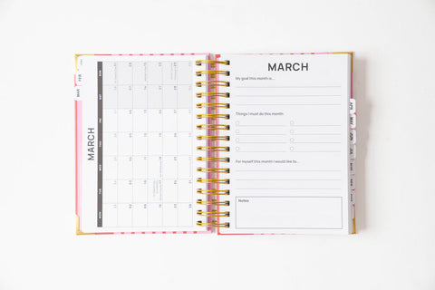 2026 Gold Spiral Hardback Planner - Rouge