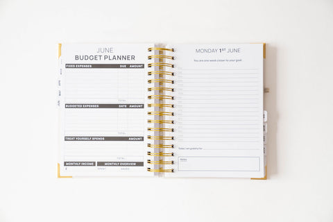 2026 Gold Spiral Hardback Planner - Milky
