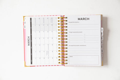 2026 Gold Spiral Hardback Planner - Rouge
