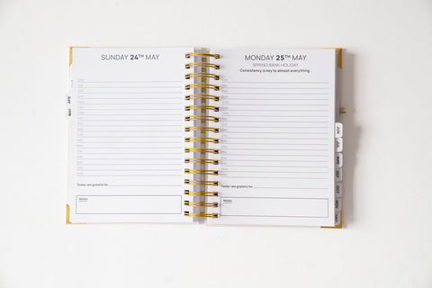 2026 Gold Spiral Hardback Planner - Milky
