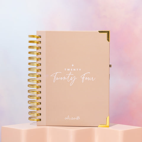 2024 Gold Spiral Hardback Planner - Nude