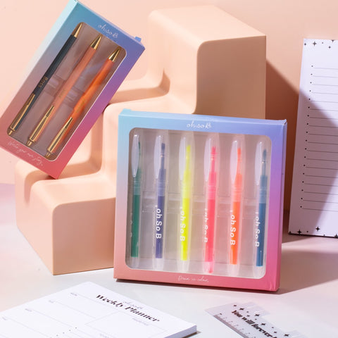 6 Pack Multicoloured Highlighters - Boxed