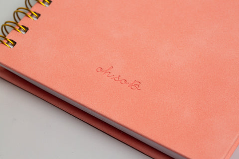 Dream Suede Hardback Lined Gold Spiral Notebook - Coral