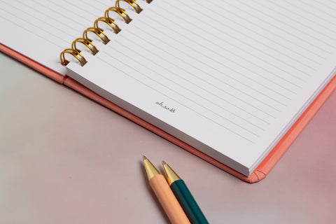 Dream Suede Hardback Lined Gold Spiral Notebook - Coral