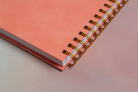 Make It Happen Suede Hardback Lined Gold Spiral Notebook - Grey